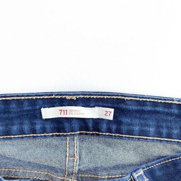 Levis 711 Womens Classic Medium Wash Denim Skinny Jeans Stretch Blue Size 27 - Picture 9 of 10